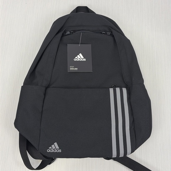 adidas Other - Adidas Golf Medium Black Backpack Bag 3 Gray Stripe DW9445 NWT